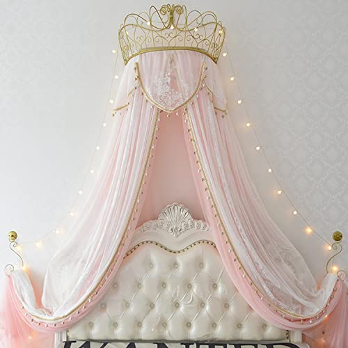 Miuxe Metallwand Teester Bettkrone Baldachin, Antike Krone Wanddekoration Prinzessin Bettvorhänge Für Über Betten Oder Fenster, Spitze Moskitonetz Schlafzimmer Dekoration Schloss Leseecke Vordächer