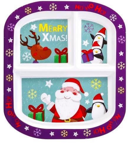 Zawadi Global Assiette de Noël 3 sections réutilisables pour enfants et tout-petits
