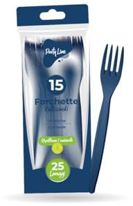 Forchette in plastica riutilizzabile colore blu - la confezione comprende 15 forchette