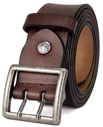 BISON DENIM Gürtel Herren,Ledergürtel Jeansgürtel Metall Retro Gürtel für Herren Kleidung 38mm Breit mit Geschenkbox