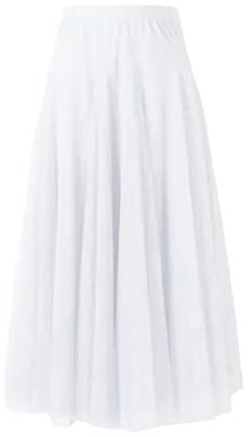 FXSMCXJ Gonna Lunga Gonna in Tulle Rosa in Vita Alta Vintage per Donne Gonne di Tulle Lunghe Nere Donne Gonfie Rosa Maxi Maglia-Bianco-Vita da 85 Cm-Elastica