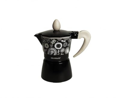 Brandani 52858 CAFFETTIERA SHANTI 1 TAZZA ALLUMINIO NERO, cm 12x7x13h, 1 tazza, Fornello Gas, No Induzione