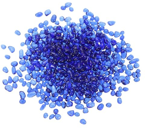 QUARKZMAN Bolas de Vidrio para Fuego Redondas Canicas de Vidrio guijarros de Vidrio Rellenos de Jarrones Gemas para Acuario de Peces 3-6mm 500g/1.1 Lbs Azul Cobalto