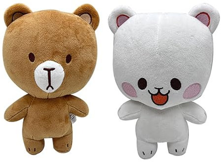 Newhope Milk and Mocha Plush,Milk and Mocha Plush Bear Toy,Soft Stuffed Milk Bear and Mocha Bear Plushies Dolls,Cartoon Animal Anime Bear Figure Pillow Collectible Gifts for Kids Fans Birthday