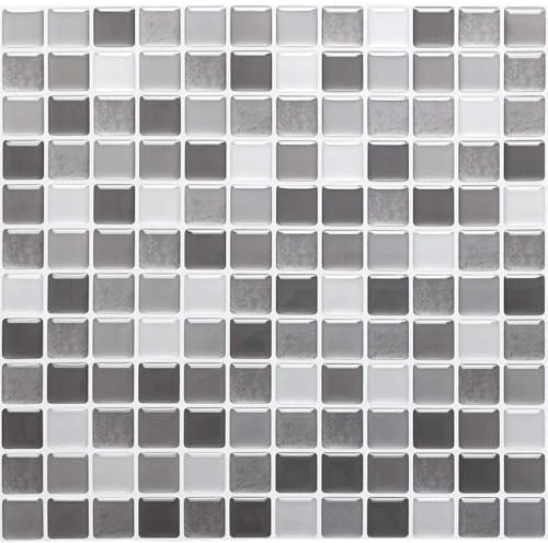 Yoillione 3D Fliesenaufkleber Mosaik Bad Fliesenfolie Küche Selbstklebende 3D Mosaik Fliesen Sticker braun, Wasserdicht Fliesensticker Aufkleber Fliesen Folie für Badezimmer Wohnzimmer, 4er Pack