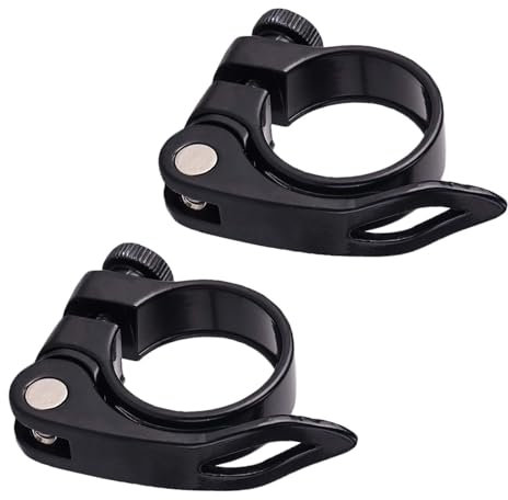 SHUOHONG 2 Piezas Abrazadera de Poste de Asiento de Bicicleta 31,8mm, Bike Cierre Sillín con Palanca Liberación Rápida, Clip de Tubo de Asiento de Aleación de Aluminio para MTB o Carretera (Negro)
