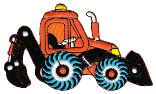 Wheel Loader Orange Digger Construction Site Vehicle Patch for Iron-On or Sew On Iron-On Patch for Clothes Embroidered Iron-On Patch Applique Patch Size 9.9 x 5.8 cm