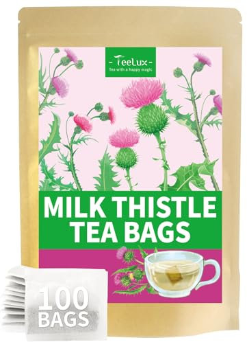 TeeLux Mariendistel Tee Beutel 100 Stück, Vegan, Rein Natürliche Mariendistelsamen, Koffeinfreier Kräutertee, Biologisch Abbaubare Teebeutel