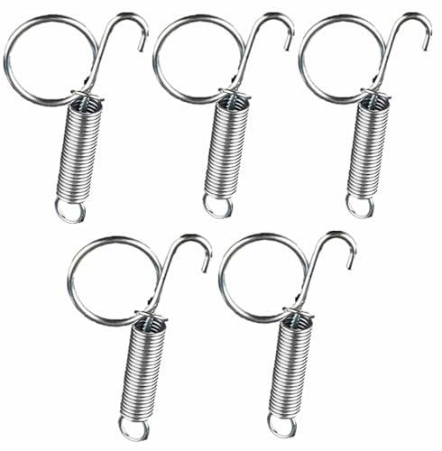 BOHUIMYI 5 Pack Spring Cage Latches, Galvanized Metal Rabbit Cage Door Hooks, Escape Proof Spring Latch Hooks for Birdcages, Hamster Cages, Chicken Coops and Small Animal Cages