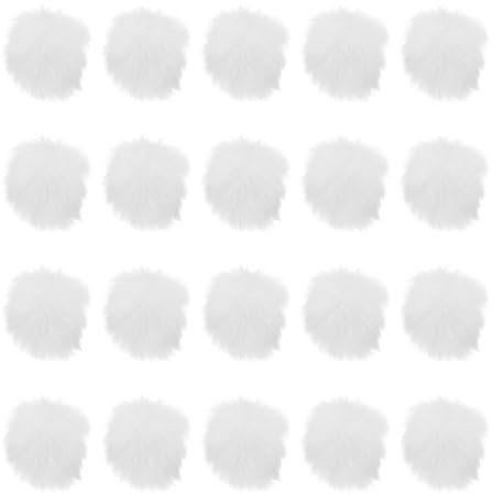 PATIKIL Kunstpelz-Pompons für Hüte, 20 Stück Flauschige weiche Pelz-Pompons mit elastischer Schlaufe für Schlüsselanhänger Strickmützen DIY Schals Handschuhe Tasche Weihnachten, Weiß