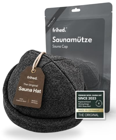 frihed.® Saunahut Herren & Damen Basalt - Saunamütze & Sauna Filzhut aus Wollwalk - 100% Schafschurwolle - Sauna Kopfbedeckung - Flexible Größe - Made in Lüneburg