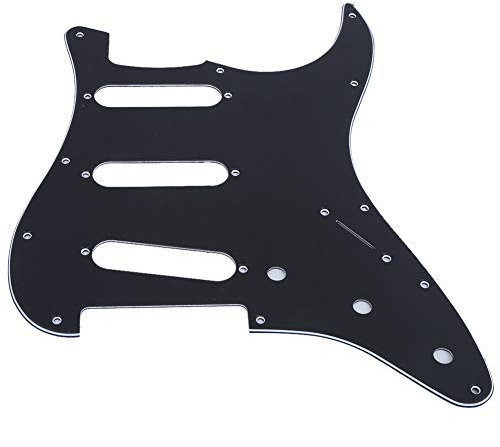 E -Gitarre Pickguard 11 Loch Spiegel Oberflächengitarre Zubehör Gold Weiß Schwarz Dicke geeigneter Ersatz glatte Kanten umweltfreundliche hochtemperaturbeständige (Schwarz)