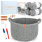 Coopay Häkelset für Anfänger, Rund Körbe Häkel Set mit Häkelanleitung, DIY Häkelset für Körbe Häkeln Lernen mit Häkelnadel 4,5mm, Dicke Häkelgarn, Anfänger Häkelset für Körbe - Grau