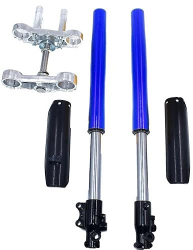 Fourche avant inversée 710 mm, amortisseur 45 mm/48 mm avec plaque supérieure et inférieure for moto tout-terrain chinoise CRF KLX(Blue,15MM)