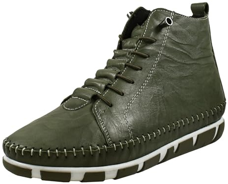 Gemini Damen Stiefelette Mokassin Design aus Leder mit Gummi Schnürung 395174-01