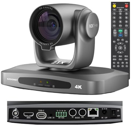 4K NDI Kamera mit AI Auto Tracking 21X optischer Zoom HDMI/SDI/USB 3.0/PoE/IP PTZ Kamera 4K für Kirchenanbetung, Live-Events, Videokonferenzen (OBS, vMix, Zoom, Teams)