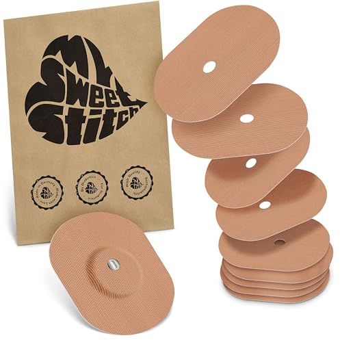 MySweetStitch 10 Fixierpflaster für FreeStyle Libre 3/3 Plus oval Beige | Hilft gegen vorzeitiges Ablösen, wasserfest und schnell trocknend, hautfreundlich, bis zu 15 Tage Halt