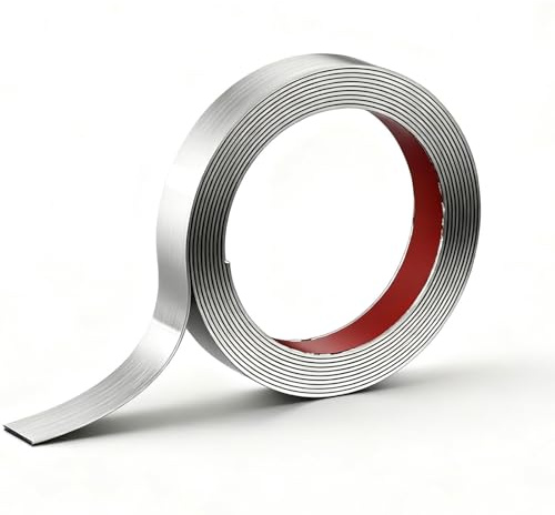 CYJAZNHH Moulure murale adhésive en acier inoxydable, 5 mètres, 8-100 mm, argent brossé(20mm)