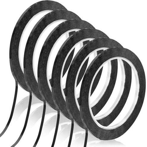 DOPENSPI 6 Rollen Whiteboard Klebeband,Schwarze Fine Line Tape 3 mm Breit | Selbstklebend Grafikband Whiteboard Tape Markierungsband Raster Gridding Kennzeichnen für Schule,Büro und Scrapbooking