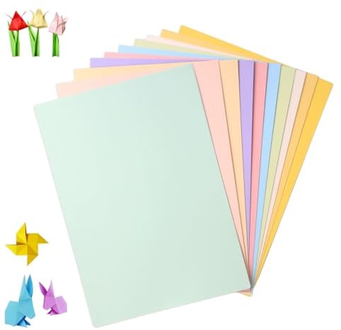 60 Blatt Tonkarton 10 Farben Bastelkarton A4 Bastelpapier | Pastell Farbkarton zum Basteln Buntpapier Tonpapier für DIY Handwerk Projekte Origami Malen