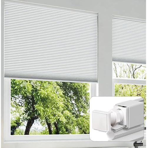 Kabellos Waben Jalousien Verdunkelungsrollos, Wabenplissees Ohne Bohren, Sichtschutzrollos Ohne Werkzeug, Lichtfilterung Waben Jalousien Für Fenster Und Türen,white-125x120cm/49.2 * 47.2in