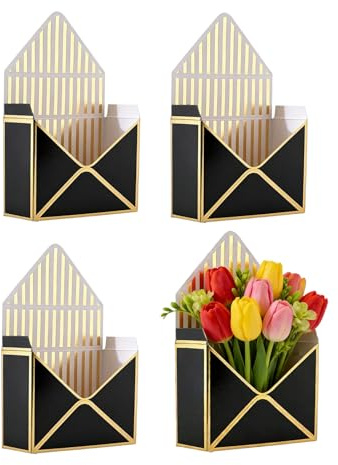 Blumenstrauß Hüllen Karton Moderne 4-teilige Verpackungsbox | Florale Umschlagschachtel für den Valentinstag für Hochzeit, Geburtstag, Party, Weihnachten, Muttertag, die Freundin und