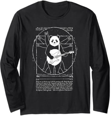 Vitruvian Rock Panda, Leonard de Vinci, Art, Music, Fun Manche Longue