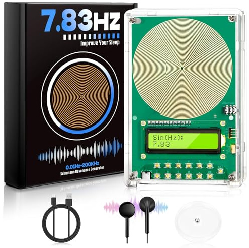 Generador de Frecuencia Schumán 7,83 Hz Ajustable 0,1 Hz-200 kHz | Con Pantalla, Puerto USB, Ayuda a Dormir, Portátil para Casa y Oficina