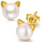 Katzen Ohrstecker Gold Damen MäDchen Ohrringe Gold Perle Katze Ohrringe Kinder Silber 925 MäDchen Katze Schmuck Geschenk FüR Katzenliebhaber