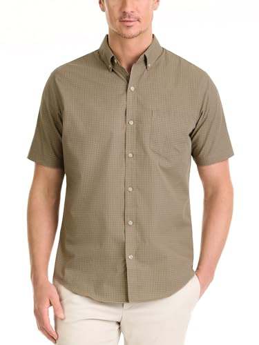 Van Heusen Chemise à Carreaux boutonnée sans Plis pour Homme - Beige - Taille S