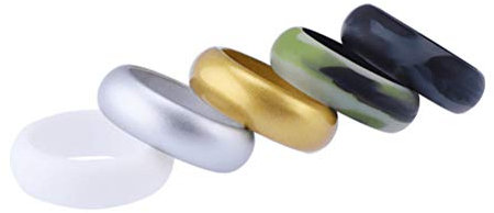 PAURO 8MM Brillant Mariage Bande 5 Bague Unisexe Silicone Taille 60