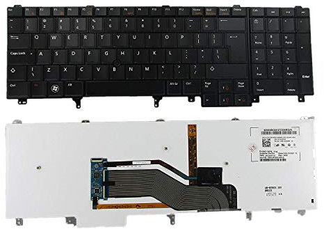 Clavier de Remplacement avec pointeur et rétroéclairé Compatible pour Dell Latitude E5520 E5520m E5530 E6520 E6530 E6540 Precision M4600 M4700 M6600 M6700 Laptop US Layout