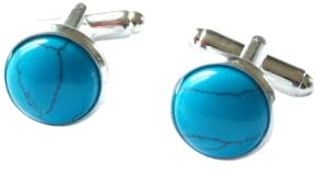 Manschettenknöpfe Edelstein blauer Türkis Cabochon silbern Herren Männer Hemd Accessoir Juvelato