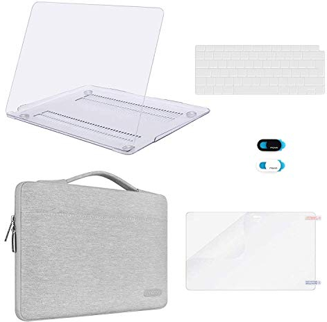 MOSISO Funda Compatible con MacBook Air 13 Pulgadas 2021 2020 2019 2018 M1 A2337/2179/1932, Carcasa Compatible con Macbook Air 13 Pulgadas&Bolsa&Pantalla Protector&Teclado Tapa&Webcam,Cristal