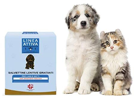 Lingettes apaisantes et hydratantes en Sachet 22 pièces - avec émollients naturels - Soulagement pour Tous Les Types de Peau - pour Chiens et Chats, Linea 101