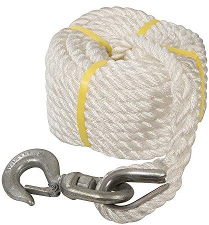 20m x 18mm Gin Wheel Rope & Hook -2000KG Steel Eyelet Strong Lifting Pulley Cord - Multifilament Wire - Builders Scaffolders Hoist Rope