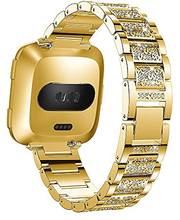 AISPORTS Armband Kompatibel mit Fitbit Sense Armband/Fitbit Versa 3 Armband für Frauen, Kristall Bling Glitzer Diamant Strass Schmuck Metallarmband Ersatzarmband für Fitbit Sense/Fitbit Versa 3