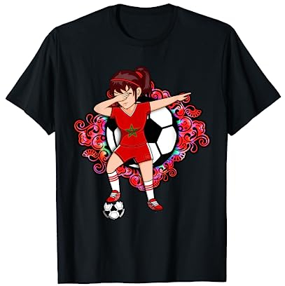 Marokko-Trikot für Mädchen, Motiv: Fußball-Blume T-Shirt