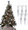 Simply Products 10 Droplet Baubles - Great Christmas Tree Decoration, Matte & Glitter Icicle Baubles (Silver & White Glitter)