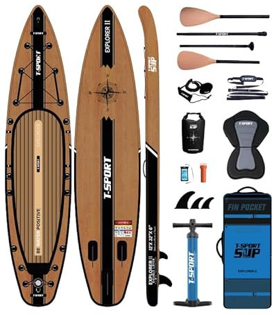 Paddelboard Holzoptik mit Kajak-Kit und allem Zubehör Explorer 12'0.0 cm SUP