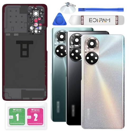Eonpam Back Cover Glass for Honor 50 Rear Glass Replacement with Camera Lens + Repair Kit Genuine Rear Housing (Crystal)
