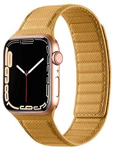 Compatible with Apple Watch Strap Full Grain Leather Magnetic Connection for Series 7 6 5 4 3 2 1 SE Size 45 mm 44 mm 42 mm 41 mm 40 mm 38 mm 2022 Better than Bow for Men and Women, 38MM/40MM/41MM