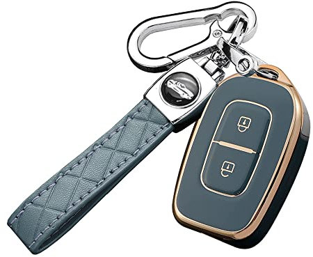 ontto Coque de clé de voiture - Convient pour R-enault Kwid Traffic - Symbole Dacia Sandero Logan Duster 2016-2018 - Télécommande - Accessoire porte-clés en TPU - Gris