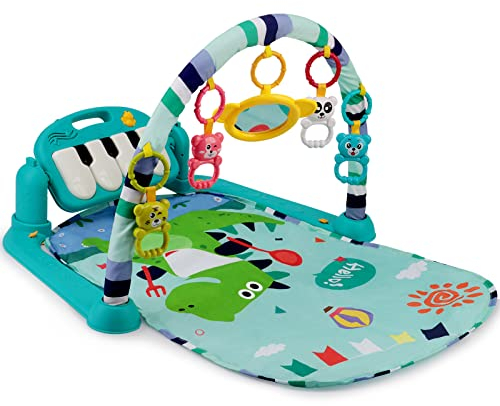 AmyBenton Tapis d'eveil Bebe avec Piano, Arche Tapis de Jeu pour Bébé avec 5 Jouets Amovibles, Dès la Naissance