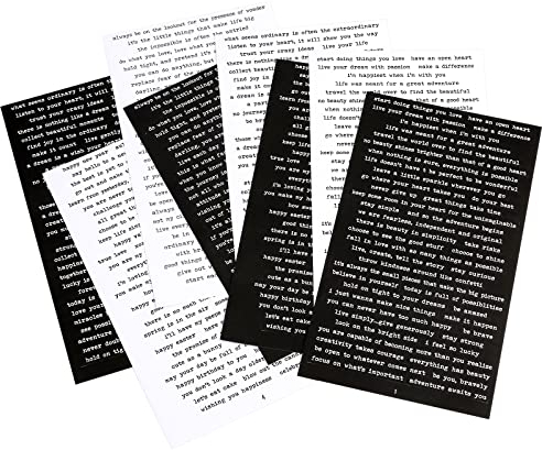 KINBOM Vintage Zitat-Aufkleber, 406 Stück, Schwarz-weiß, Glänzend, Wiederverwendbar, Indoor, Papierreiniger, Scrapbooking, Collage, Junk-Journal, Kühlschrank, Zeitschriften, Postkarten