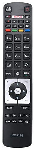 VINABTY RC5118 Reemplazo de Mandos a Distancia para Hitachi Telefunken TV D49F279N3CW D49F286B4CW L43U300N4CW D49F287N4CW D49U297N4CW D49U400U4CW D55F287B3CW D55F287B4CW D55F287Y4CW