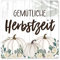 Interluxe Schild Metallschild 20x20cm - Gemütliche Herbstzeit - Herbst Herbstdeko Herbstschild weißer Kürbis Baby Boo Pumpkin Landhaus scandi