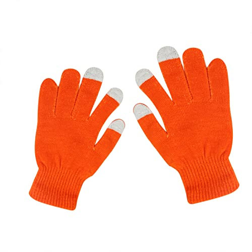 Winter Touchscreen Handschuhe Damen Warm Strick Handschuhe Baumwoll Dicke Gestrickt Fingerhandschuhe Casual Winddicht Outdoor Sports Gloves Winterhandschuhe Thermohandschuhe (Orange, One Size)