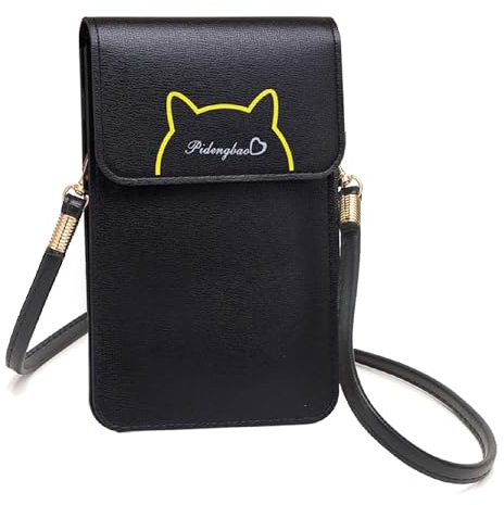 Narunii Sac Portefeuille Femme Bandouliere Portefeuilles Femme,Mini Pochette pour Téléphone Portable en Cuir PU Transparent pour Écran Tactile