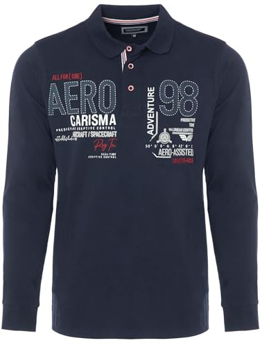 Carisma Langarm Poloshirt für Herren 100% Baumwolle ? Herren Langarmshirt mit Stickerei ? Angenehmes Regular Fit Longsleeve für Büro und Freizeit 3445